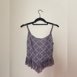 Urban Outfitters plaid cropped tank w adjustable straps